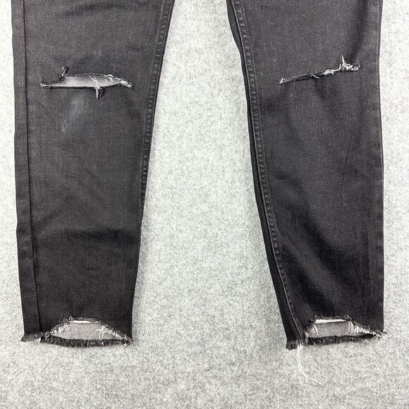 We The Free People Jeans Womens 31 Black Distressed Cigarette Ankle Grunge Goth - Picture 11 of 16